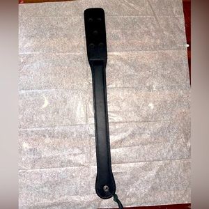 Long Holed Black Leather Paddle
